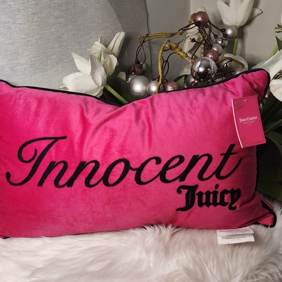 Juicy Couture  Velour and hot pink Accent Decor Pillow New - Picture 1 of 6